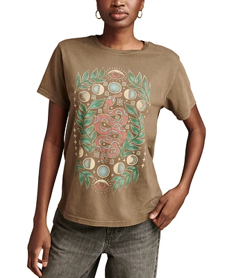 Lucky Brand Women's Cotton Celestial Snake Boyfriend T-Shirt