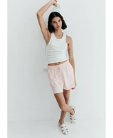 Mango Women's Striped Linen Shorts