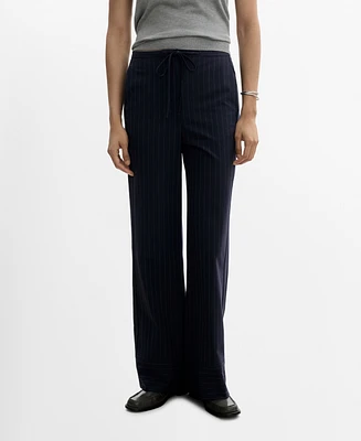 Mango Women's Chalk-Stripe Straight Trousers