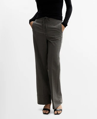 Mango Women's Chalk-Stripe Straight Trousers