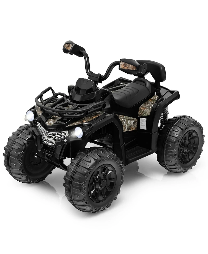 Costway 12V Kids Ride On Atv Electric 4-Wheeler Quad 2 Speeds with Mp3 & Headlights