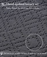 California Design Den Hand-Quilted 100% Cotton Quilt Set, Pre-Softened, 3 Piece Quilt & Sham Set by