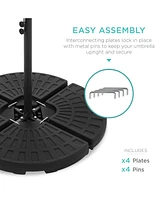 Best Choice Products 4-Piece Cantilever Offset Patio Umbrella Base Stand, Fills Up to 160lbs w/ Carry Handles