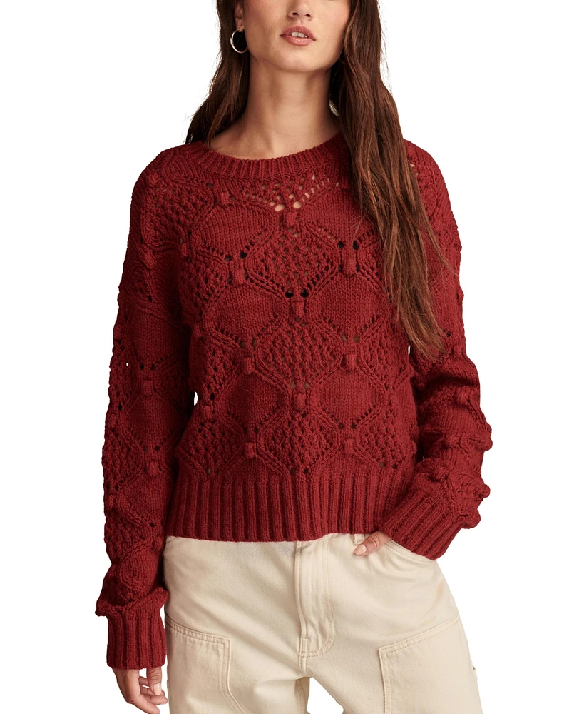 Lucky Brand Women's Bobble Mixed-Stitch Crewneck Sweater