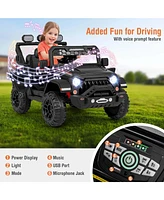 Costway 12V Kids Ride On Truck with 212V Motors Spring Suspension & Remote Control