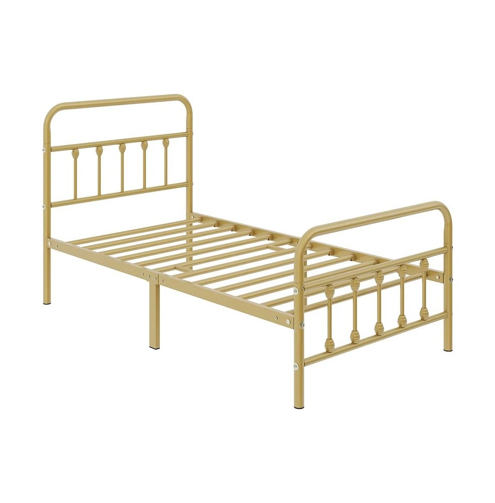 Yaheetech Classic Iron Platform Bed with High Headboard