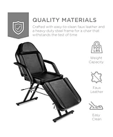 Best Choice Products 71in 3-Section Massage Bed, Spa & Salon Facial, Tattoo Chair w/ Hydraulic Stool - Black