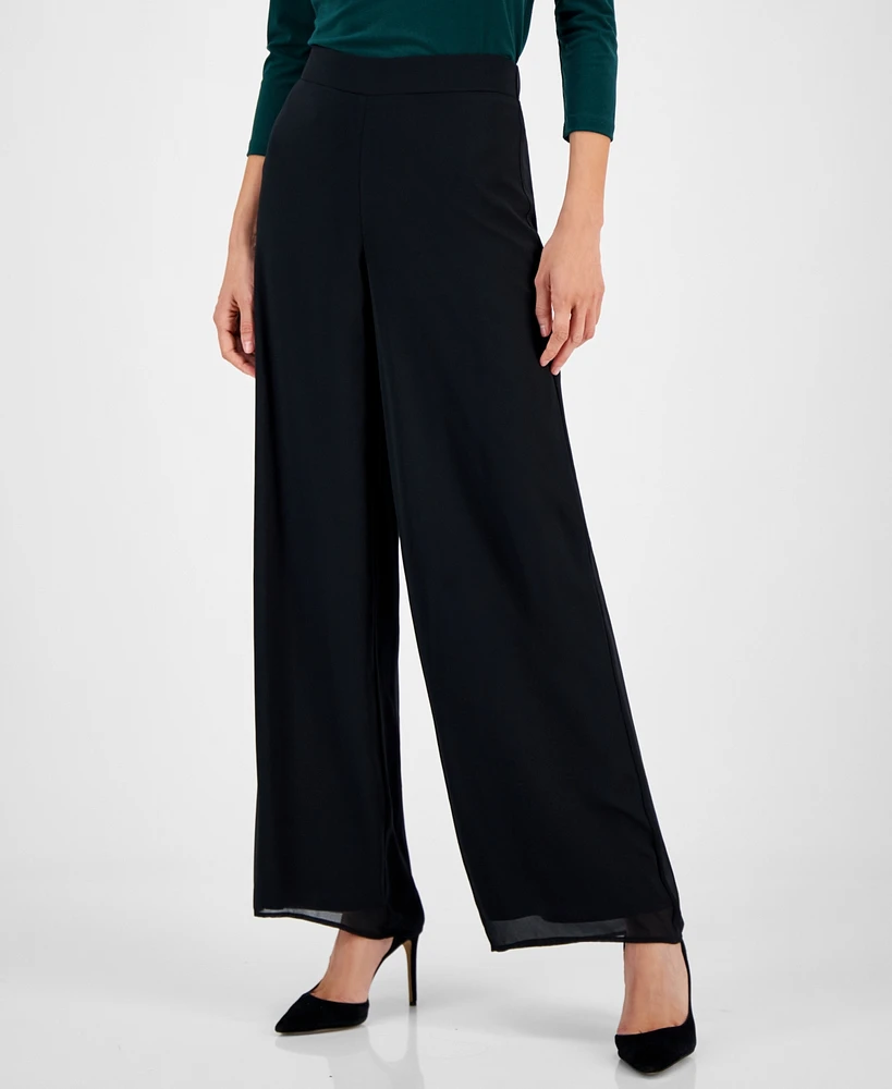 Anne Klein Women's High-Rise Pull-On Wide-Leg Pants