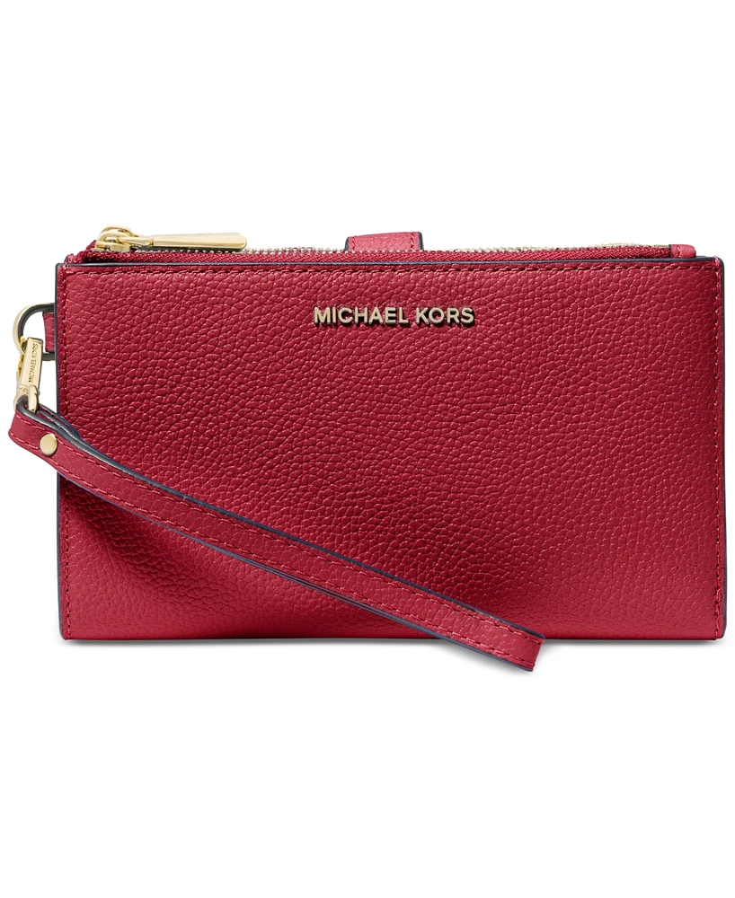 Michael Kors Adele Double-Zip Pebble Leather Phone Wristlet