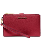 Michael Kors Adele Double-Zip Pebble Leather Phone Wristlet