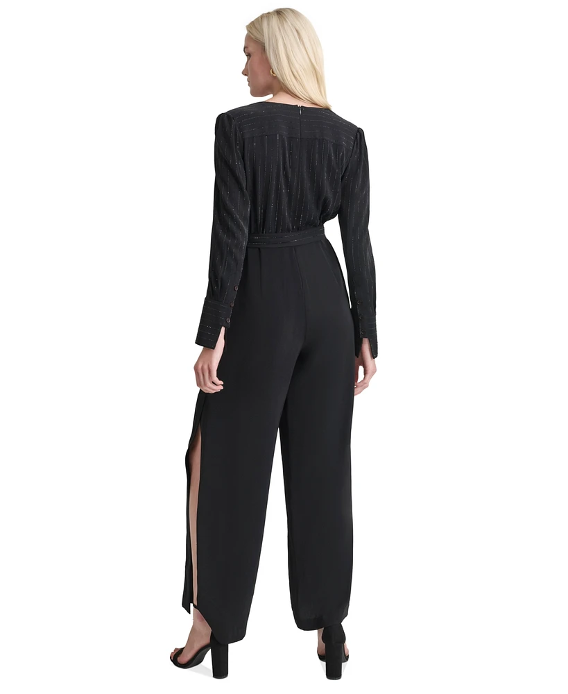 Dkny Women's Rhinestone-Striped Split-Leg Jumpsuit
