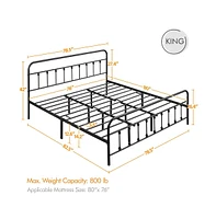 Yaheetech Classic Iron Platform Bed with High Headboard