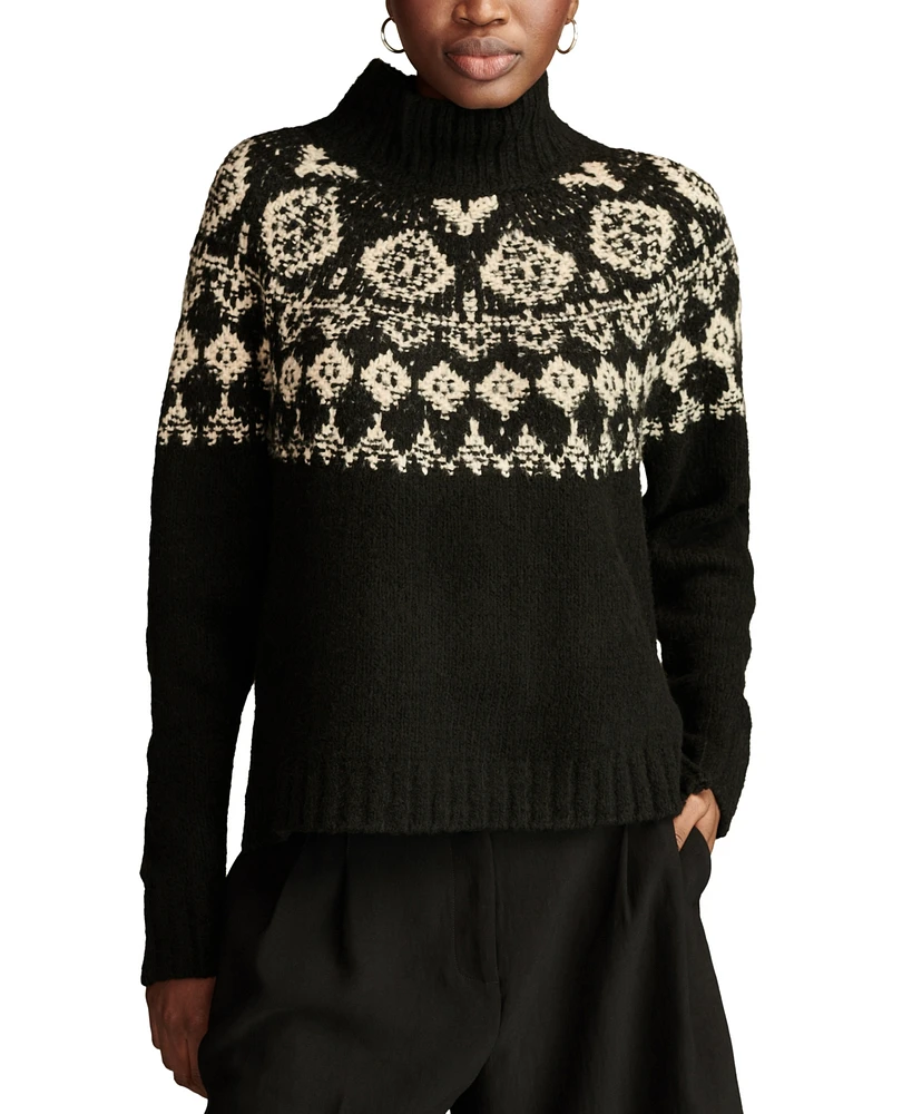 Lucky Brand Women's Fairisle Mock-Neck Long-Sleeve Sweater