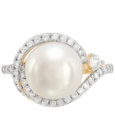 Grown With Love Cultured Ming Pearl (10mm) & Lab Grown Diamond (3/8 ct. t.w.) Ring in 14k Gold