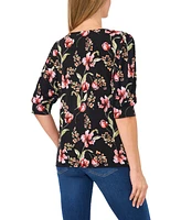 CeCe Women's Short Sleeve Crew Neck Blouse