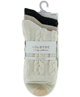 Gold Toe Women's 3-Pk. Casual Chunky Cable Crew Socks