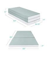 Best Choice Products 4in Thick Folding Portable Seafoam Mattress Topper w/ Carry Case