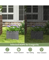 2 Pack Square Planter Box with Drainage Gaps for for Front Porch Garden Balcony-Gray