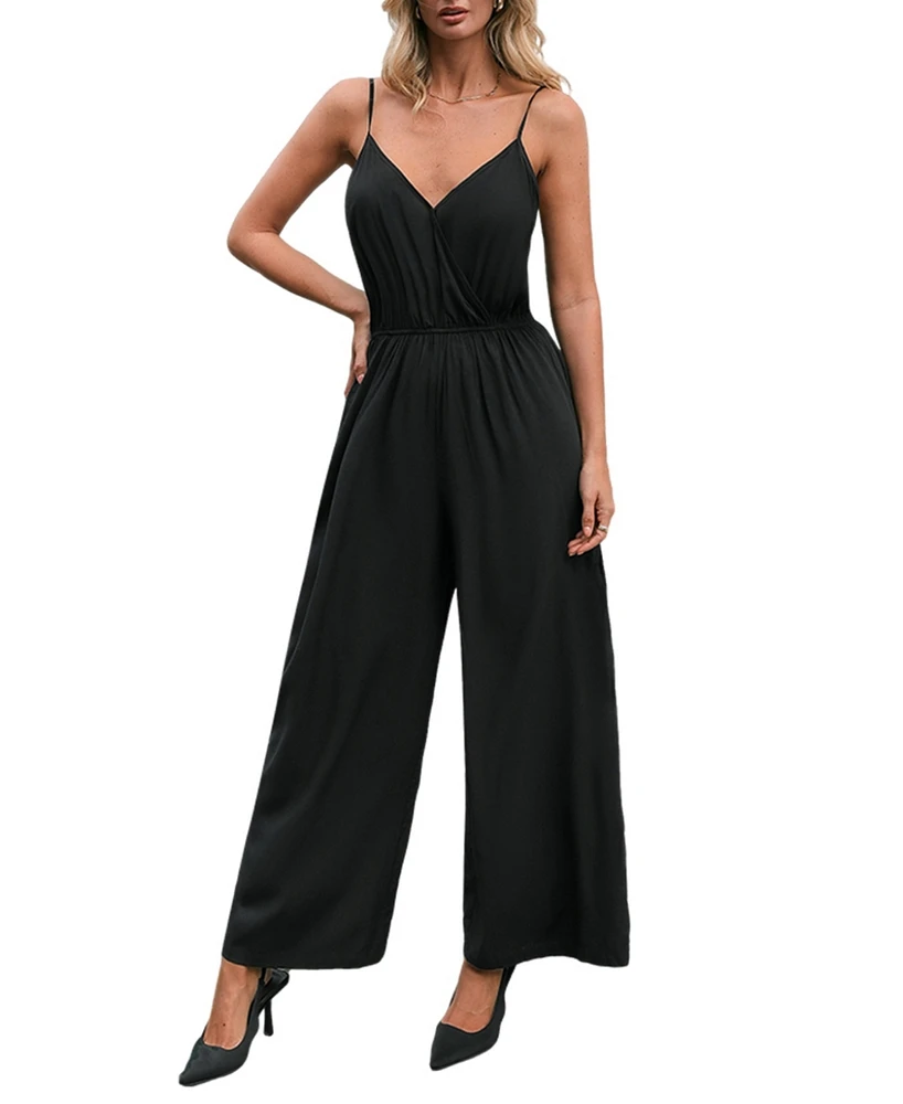 Cupshe Women's Black Sleeveless Sweetheart Wide Leg Jumpsuit