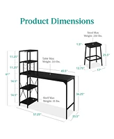Best Choice Products 3-Piece Bar Height Dining Set w/ Bottle Rack, Glass Storage, 5 Shelves