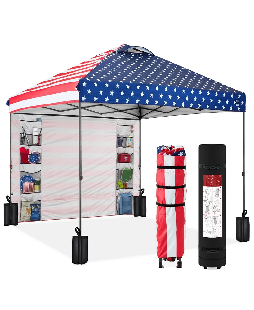 Best Choice Products 10x10ft Easy Setup Pop Up Canopy, Portable Tent w/ Side Wall, 1-Button Push, Case