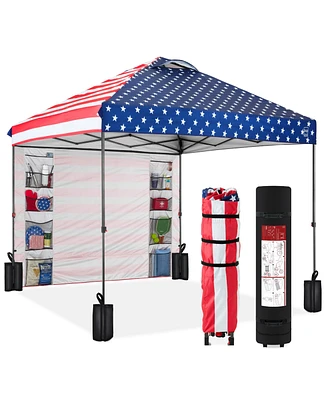 Best Choice Products 10x10ft Easy Setup Pop Up Canopy, Portable Tent w/ Side Wall, 1-Button Push, Case