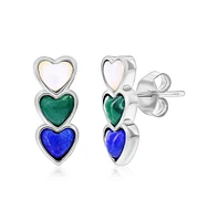 Caribbean Treasures Sterling Silver Triple Heart Mop, Lapis