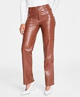 I.n.c. International Concepts Women's Faux-Leather Embossed Straight Pants, Created for Macy's