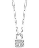 Effy Diamond Padlock 18" Pendant Necklace (1/6 ct. t.w.) in Sterling Silver