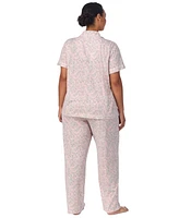 Lauren Ralph Plus Floral Notched-Collar Pajama Set