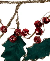 Northlight 5' Plaid Holly with Jingle Bells Christmas Garland - Unlit