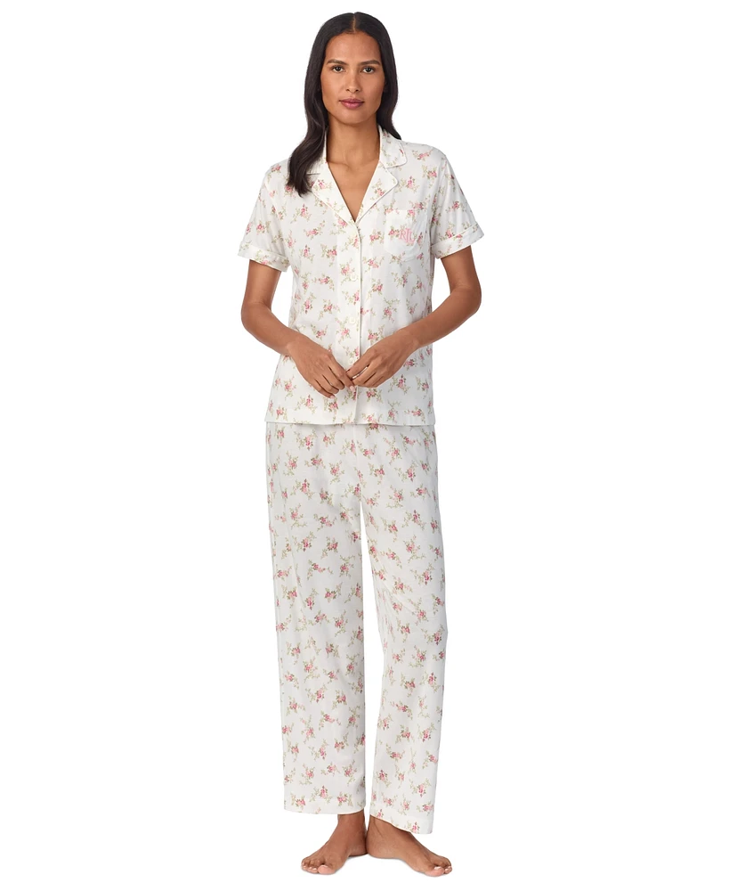 Lauren Ralph Women's Floral Notched-Collar Pajama Set