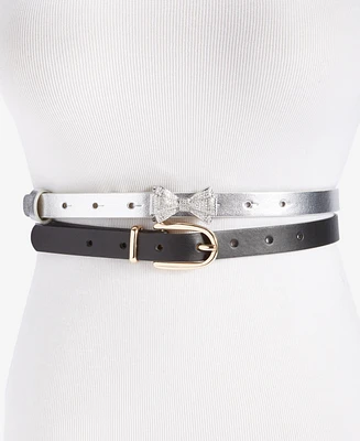 I.n.c. International Concepts Women's 2-Pc. Faux-Leather Belt Set, Created for Macy's