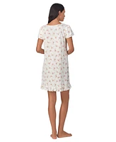 Lauren Ralph Women's Floral Flutter-Sleeve Nightgown