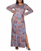 24seven Comfort Apparel Plus Long Sleeve Maxi Dress