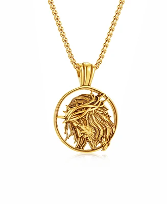 Rhona Sutton Gold Jesus Stainless Steel Pendant Necklace