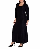 24seven Comfort Apparel Plus Long Sleeve Maxi Dress