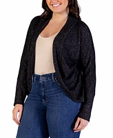 24seven Comfort Apparel Plus Open Front Long Bolero Cardigan Sweater