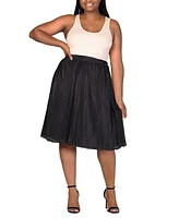 24seven Comfort Apparel Plus Elastic Waistband Party Midi Skirt