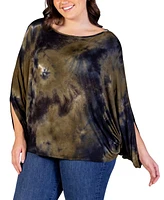 24seven Comfort Apparel Plus Tie Dye Relaxed Fit Top