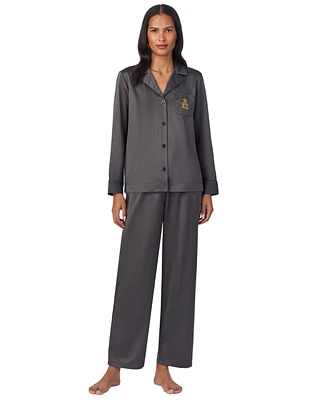 Lauren Ralph Lauren Women's Satin Notched-Collar Pajama Set