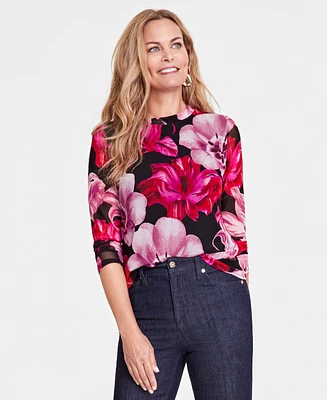 I.n.c. International Concepts Women's Floral Long-Sleeve Top, Created for Macy's