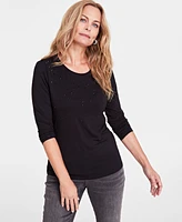I.n.c. International Concepts Women's Raining Crystals Long-Sleeve Top, Created for Macy's