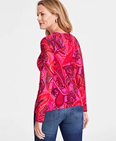 I.n.c. International Concepts Women's Printed Cutout Top, Created for Macy's