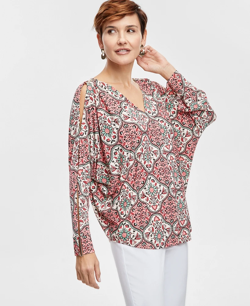 Jm Collection Women's Printed Hardware Dolman Top, Exclusively at Macy's