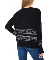 CeCe Women's Embellished Fair Isle Sweater
