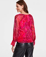 I.n.c. International Concepts Women's Paisley-Print V-Neck Blouse, Created for Macy's