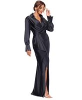 Xscape Women's Satin Shirtdress Gown