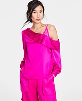 I.n.c. International Concepts Women's Lace-Shoulder Long-Sleeve Blouse, Created for Macy's