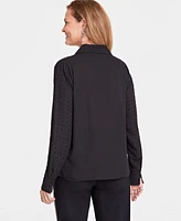 I.n.c. International Concepts Women's Rhinestone Button-Front Blouse, Created for Macy's